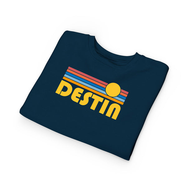 Destin, Florida Toddler Sweatshirt - Retro Sun Destin Toddler Crewneck Sweatshirt