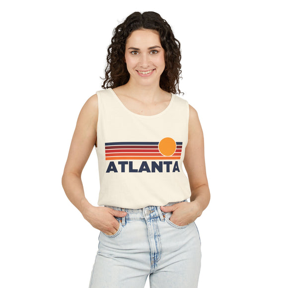 Atlanta, Georgia Retro Sunstripe Tank Top | Comfort Colors - 100% Cotton