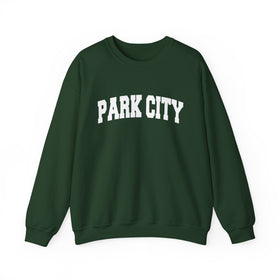 Buy forest-green Park City, Utah Sweatshirt - Unisex Graphic Crewneck