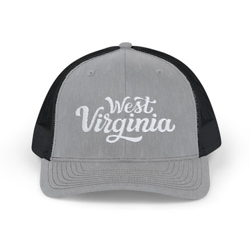 Buy heather-grey-black West Virginia Snapback Trucker Cap - Embroidered West Virginia Hat