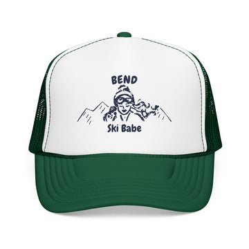 Buy kelly-white-kelly Bend, Oregon Ski Babe Trucker Hat — Foam Mesh Cap