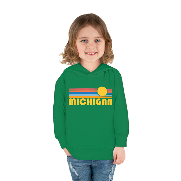 Michigan Toddler Hoodie - Retro Sunrise Unisex Michigan Toddler Sweatshirt