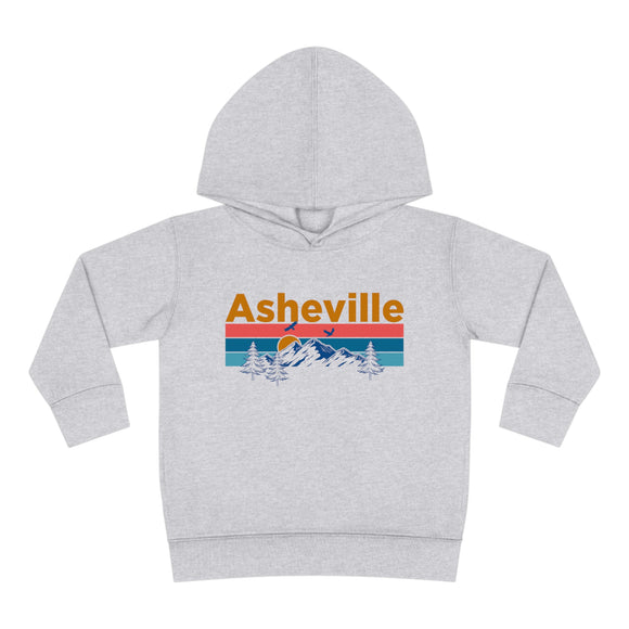 Asheville Toddler Hoodie - Retro Mountain Sun Unisex Asheville Toddler Sweatshirt