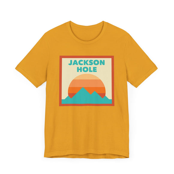 Retro Jackson Hole, Wyoming T-Shirt, Mountain Sun Tee, Unisex Graphic Shirt, Vintage Jackson Hole, Wyoming Top, Outdoor Adventure Clothing