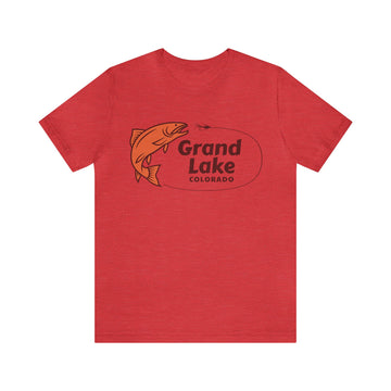 Buy heather-red Grand Lake, Colorado T-Shirt - Unisex Fishing Shirt