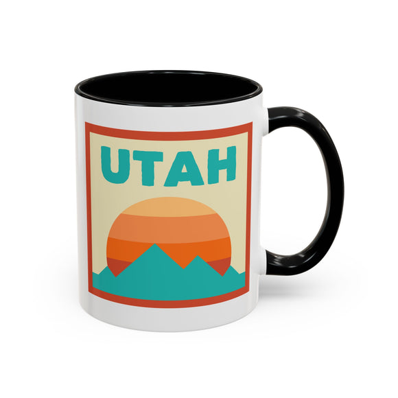 Utah Retro Ombre Sun Mountain Coffee Mug 11 oz, Utah Nature Lover Gift, Mountain Enthusiast Mug