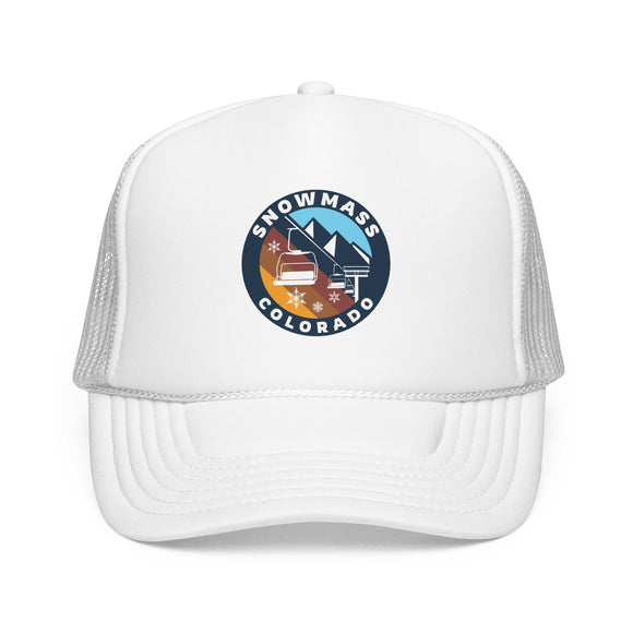Snowmass, Colorado Retro Ski Lift Mountain Foam Trucker Hat