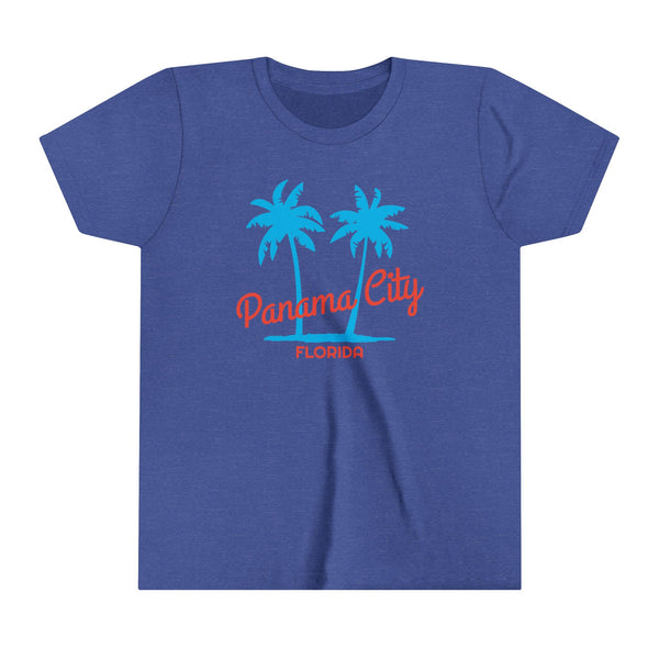 Panama City Beach, Florida Youth Shirt - Retro Palm Tree Panama City Beach Kid's T-Shirt