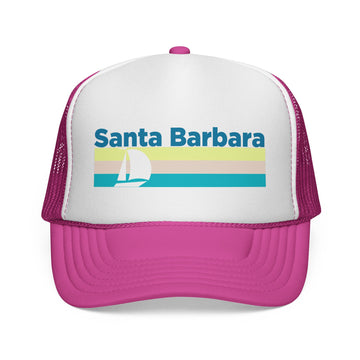 Buy pink Santa Barbara, California Retro Sailboat Trucker Hat