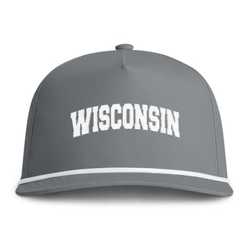 Buy granite Wisconsin Embroidered Rope Hat - Vintage Sunwashed Rope Cap, Comfort Colors