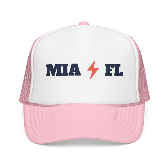 Miami, Florida Retro Trucker Hat - Lightning Foam Cap