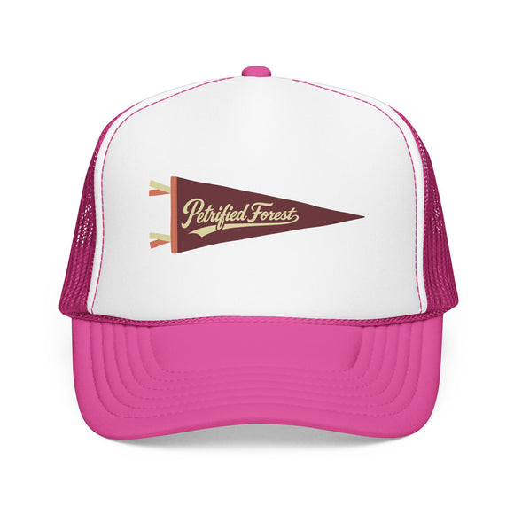 Petrified Forest National Park Pennant Trucker Hat — Vintage Foam Mesh Cap