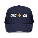 Oklahoma City, Oklahoma Retro Trucker Hat - Lightning Foam Cap - Lightning Black-2