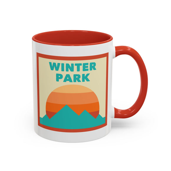 Winter Park, Colorado Retro Ombre Sun Mountain Coffee Mug 11 oz, Winter Park, Colorado Nature Lover Gift, Mountain Enthusiast Mug