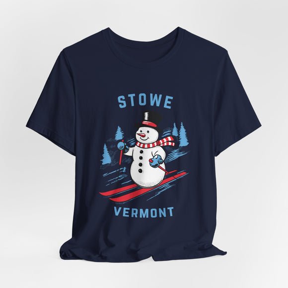 Stowe, Vermont T Shirt - Ski Snowman Graphic Tee