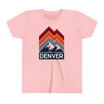 Buy pink Denver, Colorado Youth Shirt - Retro Mountain Denver Kid's T-Shirt - Chevron Peaks