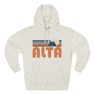Buy oatmeal-heather Alta, Utah Hoodie - Retro Mountain Unisex Sweatshirt