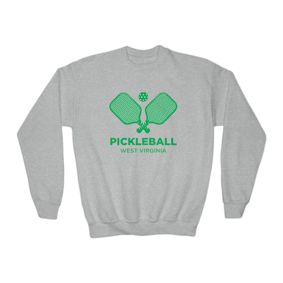 West Virginia Youth Sweatshirt - Pickleball Unisex Kid's West Virginia Crewneck Sweatshirt