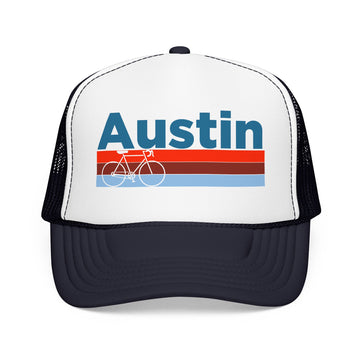 Buy navy-white-navy Austin, Texas Trucker Hat - Foam Austin Bike Cap
