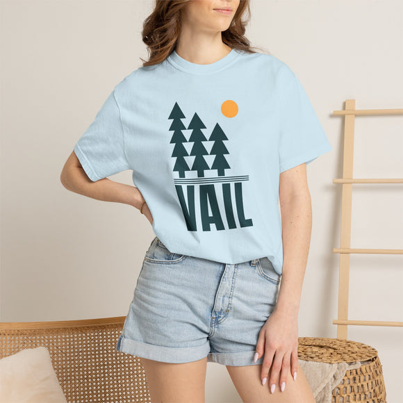 Vail, Colorado T-Shirt, Comfort Colors 100% Cotton Trees Tee - Pine Tree Graphic