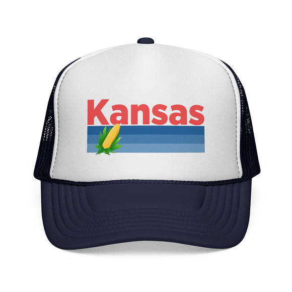 Kansas Retro Corn and Farm Trucker Hat