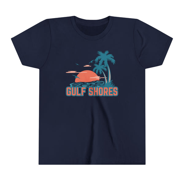 Gulf Shores, Alabama Youth Shirt - Retro Palm Tree Gulf Shores Kid's T-Shirt