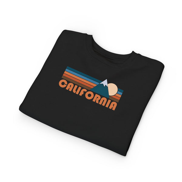California Toddler Sweatshirt - Retro Mountain California Toddler Crewneck Sweatshirt