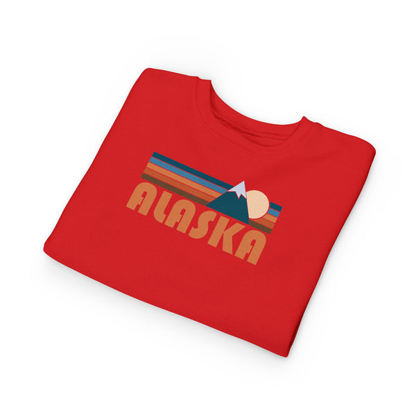 Alaska Toddler Sweatshirt - Retro Mountain Alaska Toddler Crewneck Sweatshirt