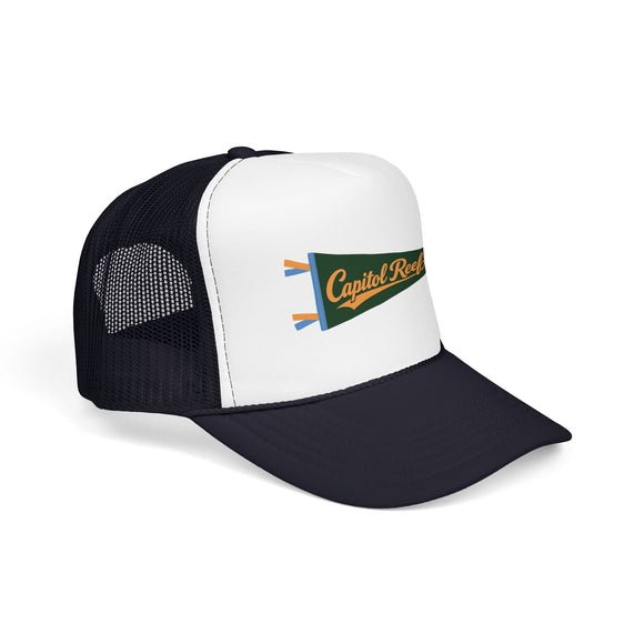 Capitol Reef National Park Pennant Trucker Hat — Vintage Foam Mesh Cap