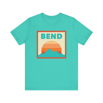 Buy teal Retro Bend, Oregon T-Shirt, Mountain Sun Tee, Unisex Graphic Shirt, Vintage Bend, Oregon Top, Outdoor Adventure Clothing