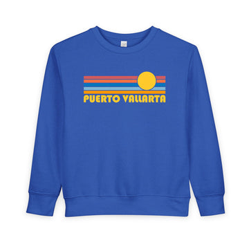 Puerto Vallarta, Mexico Toddler Sweatshirt - Retro Sun Puerto Vallarta Toddler Crewneck Sweatshirt - 0
