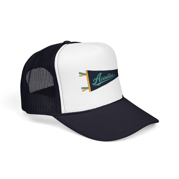 Acadia National Park Pennant Trucker Hat — Vintage Foam Mesh Cap