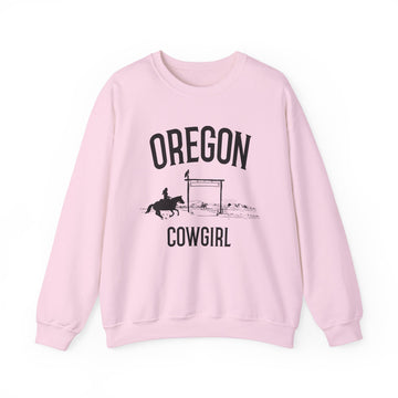 Buy light-pink Oregon Sweatshirt - Oregon Cowgirl Graphic Crewneck