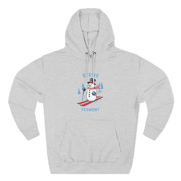 Premium Stowe, Vermont Skiing Snowman Hoodie - 0