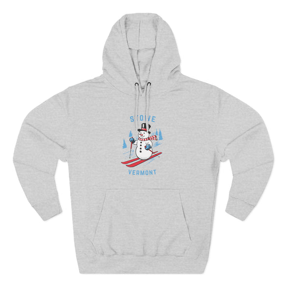 Premium Stowe, Vermont Skiing Snowman Hoodie