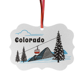 Colorado Ornament Aluminum - Colorado Mountain Gondola Christmas Ornament, Holiday Tree Decor, Xmas Gift Decoration, Winter Ornament