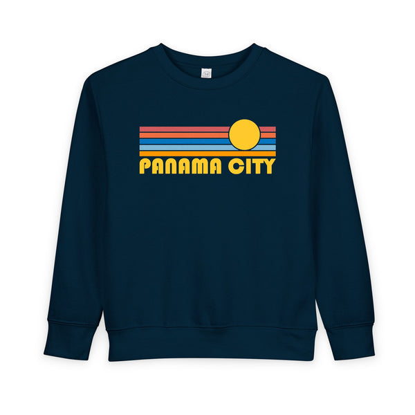 Panama City, Florida Toddler Sweatshirt - Retro Sun Panama City Toddler Crewneck Sweatshirt