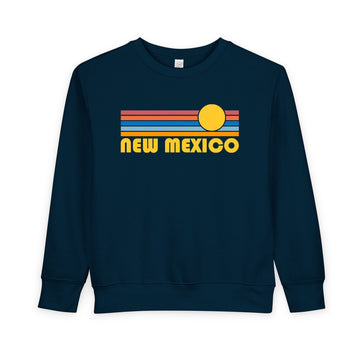 Buy navy New Mexico Toddler Sweatshirt - Retro Sun New Mexico Toddler Crewneck Sweatshirt