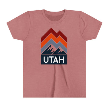 Utah Youth Shirt - Retro Mountain Utah Kid's T-Shirt - Chevron Peaks