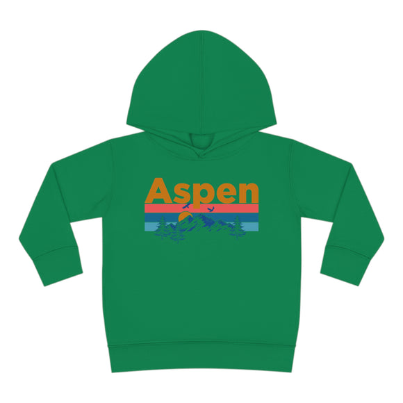 Aspen Toddler Hoodie - Retro Mountain Sun Unisex Aspen Toddler Sweatshirt