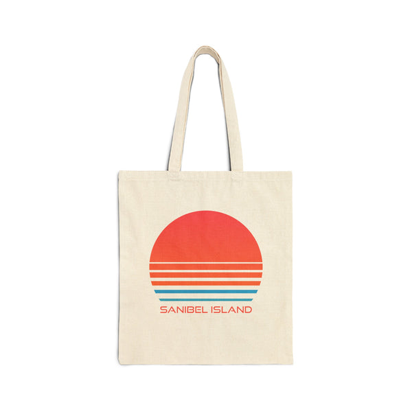 Sanibel Island, Florida Retro 80s Cotton Canvas Sanibel Island Tote Bag