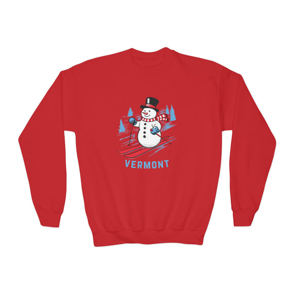 Vermont Youth Crewneck Sweatshirt - Ski Snowman Unisex Kid's Vermont Sweatshirt