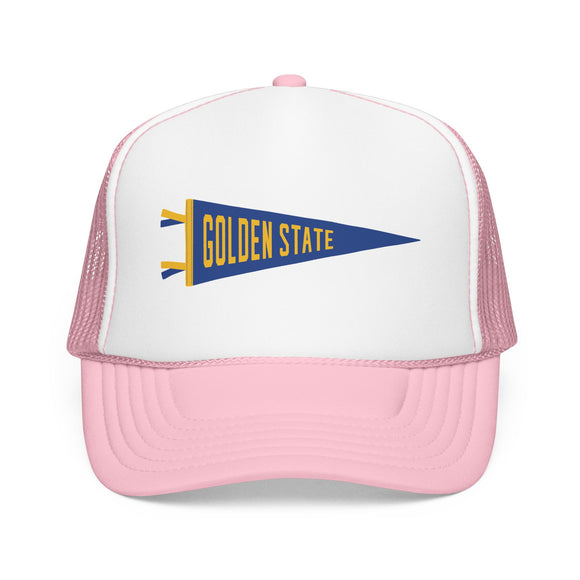 Golden State, California Pennant Trucker Hat — Retro Flag Foam Cap