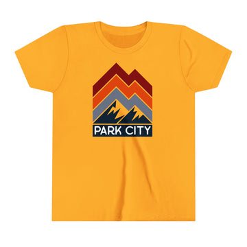 Buy gold Park City, Utah Youth Shirt - Retro Mountain Park City Kid's T-Shirt - Chevron Peaks