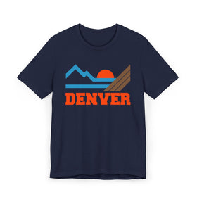 Buy navy Denver, Colorado Retro Mountains Sunset T-Shirt | Vintage Denver Tee
