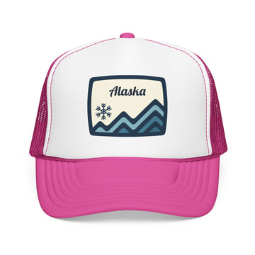 Alaska Retro Mountain Foam Trucker Hat — Vintage Snowflake - 0