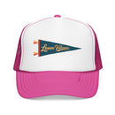 Lassen Volcanic National Park Pennant Trucker Hat — Vintage Foam Mesh Cap-5