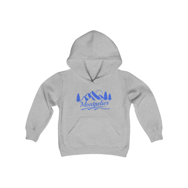 Retro Montpelier, Vermont Youth Hoodie - Mountain Montpelier, Vermont Kids Sweatshirt, Cute Montpelier, Vermont Children's Pullover
