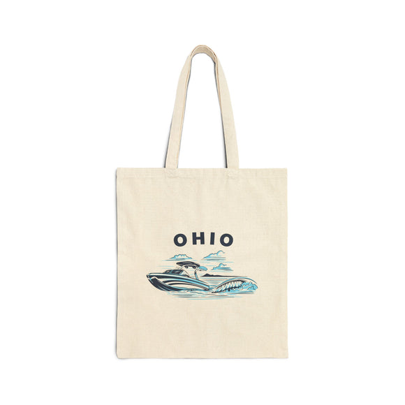 Ohio Wakeboard Boat Canvas Tote Bag - 15" x 16"