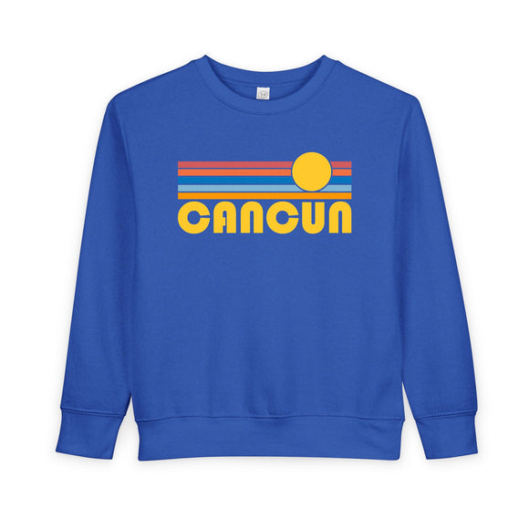Cancun, Mexico Toddler Sweatshirt - Retro Sun Cancun Toddler Crewneck Sweatshirt